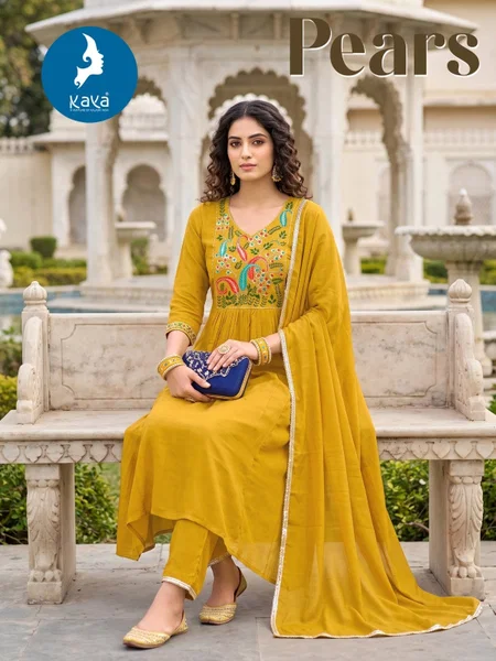 Pears By Kaya Mull Chanderi Anarkali Kurti Set 